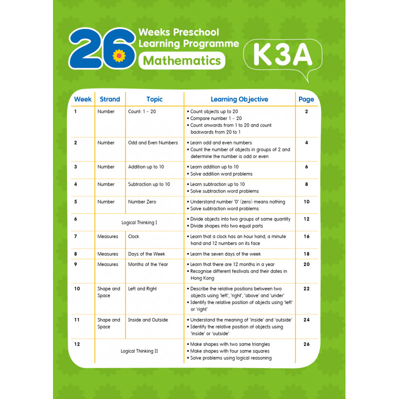 【多買多折】26 週學前教育系列 Mathematics (K3A)